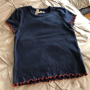 Madewell Baby Tee, Navy, size small